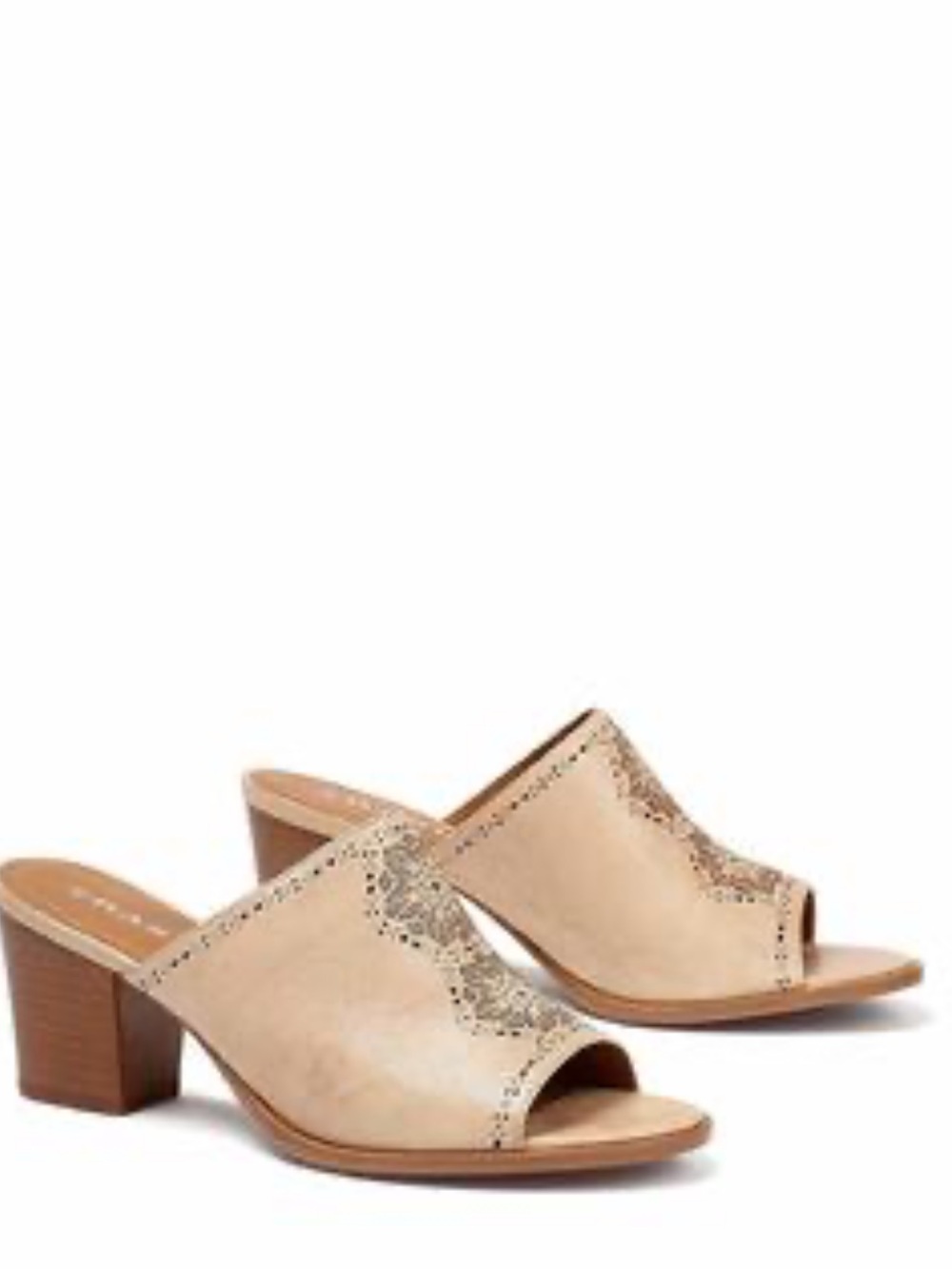 Trask Carlena Perforated Leather Tan Leather Slide Sandals Women’s Size 11M